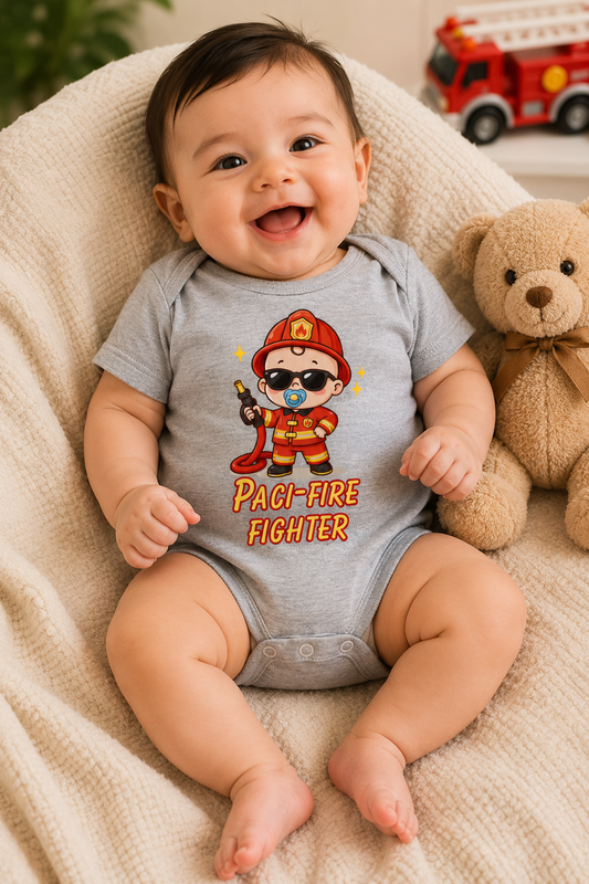 Paci-Fire Fighter Baby Onesie