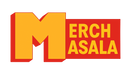 Logo of Merch Masala with a large yellow 'M' on a red background